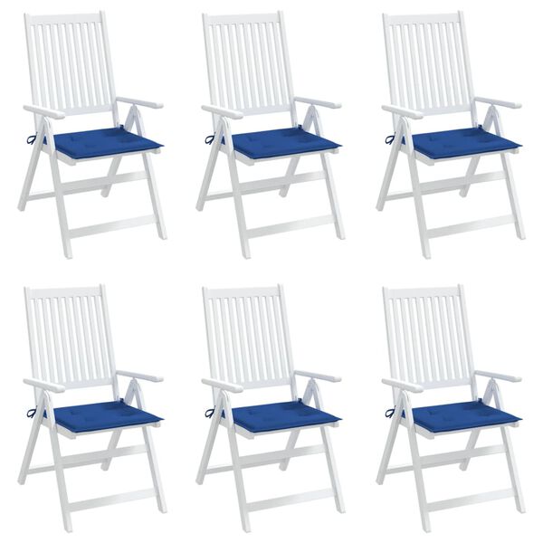 vidaXL Sodo kėdės pagalvėlės, 6vnt., mėlynos, 50x50x4cm, audinys