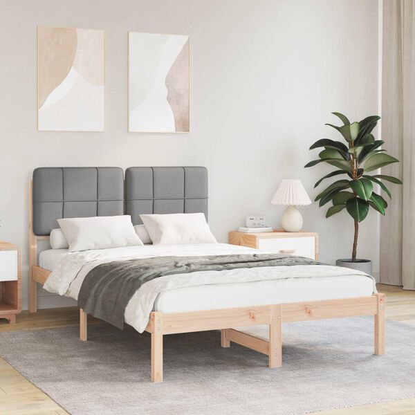 vidaXL Lovo rėmas su apmuštu galvūgaliu Šviesiai pilka 120 x 190 cm