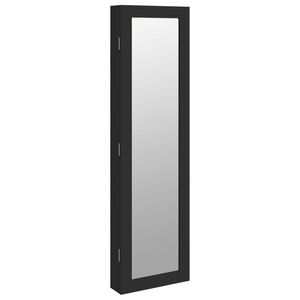 vidaXL Veidrodinė papuo&scaron;alų spintelė, juoda, 30x8,5x106cm, sieninė