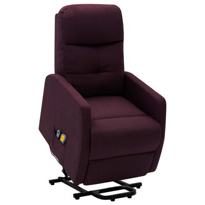 vidaXL Atsistojantis masažinis krėslas, violetinės spalvos, audinys