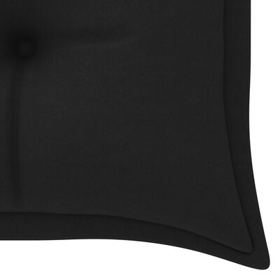vidaXL Sodo suoliukas su juoda pagalvėle, 150cm, tikmedžio masyvas