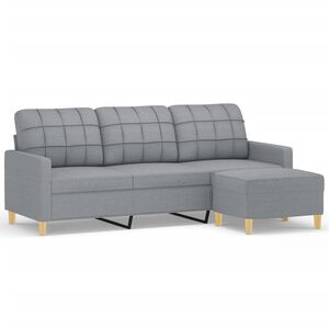vidaXL Trivietė sofa su pakoja, &scaron;viesiai pilka, 180cm, audinys