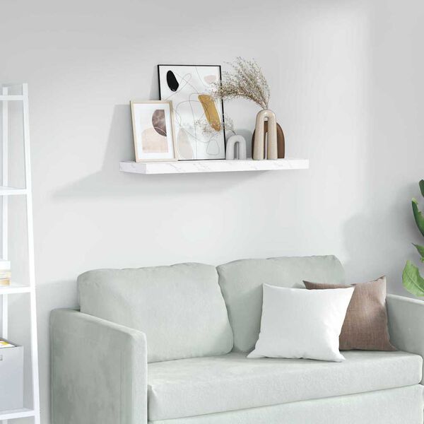 vidaXL Sieninė lentyna Balti marmuro 80 x 23,5 x 4 cm Apdirbta mediena