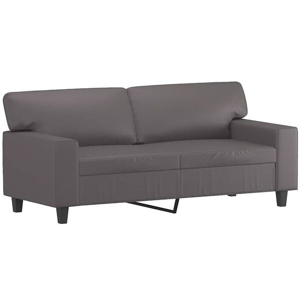 vidaXL Dvivietė sofa, pilkos spalvos, 140cm, dirbtinė oda
