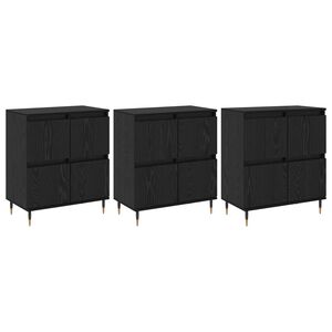 vidaXL Oppbevaringsskap 3 pcs Juodas ąžuolas 60 x 35 x 70 cm