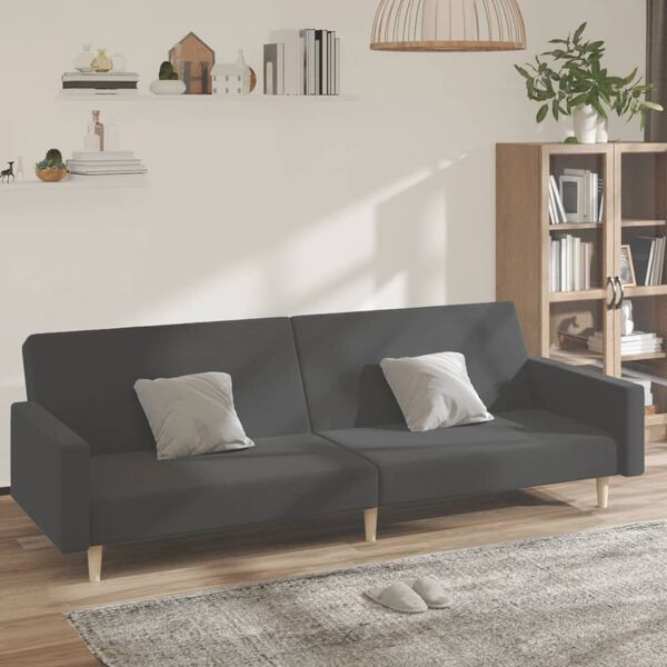vidaXL Dvivietė sofa-lova, tamsiai pilkos spalvos, audinys