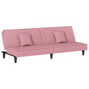 vidaXL Sofa-lova, rožinės spalvos, aksomas