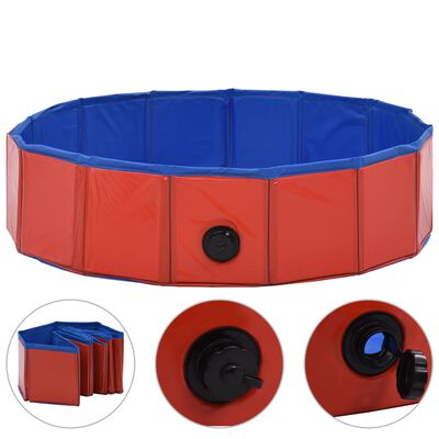 vidaXL Sulankstomas baseinas šunims, raudonos spalvos, 80x20cm, PVC