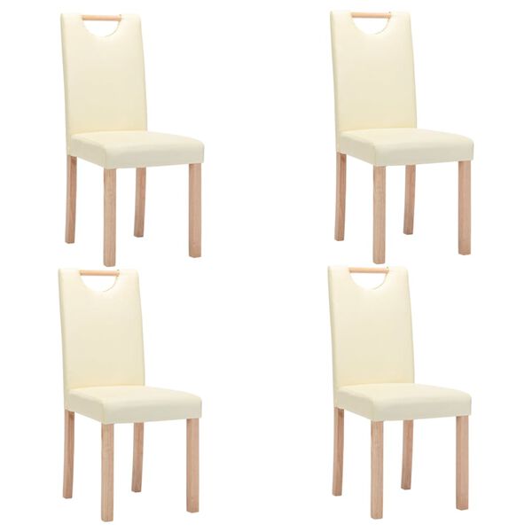 vidaXL Valgomojo kėdės, 4vnt., kreminės spalvos, dirbtinė oda