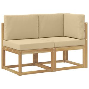 vidaXL Lauko vidurinė ir kampinė sofa su pagalve 2 Vienetas Balta