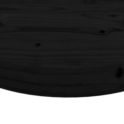 vidaXL Stalviršis, juodas, 50x3cm, pušies medienos masyvas, apskritas