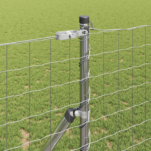 vidaXL Tvora su stulpais Sidabro 1 x 10 m Plienas ir PVC