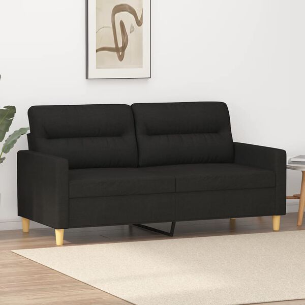 vidaXL Dvivietė sofa, juodos spalvos, 140cm, audinys