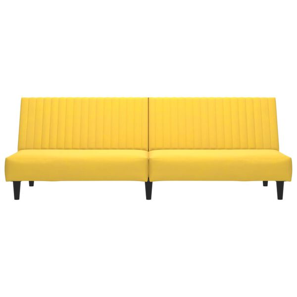 vidaXL Dvivietė sofa-lova, geltonos spalvos, aksomas