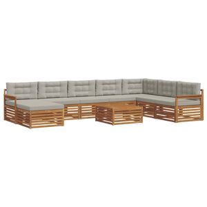 vidaXL Lauko sofos komplektas 9 pcs Natūrali ir &scaron;viesiai pilka