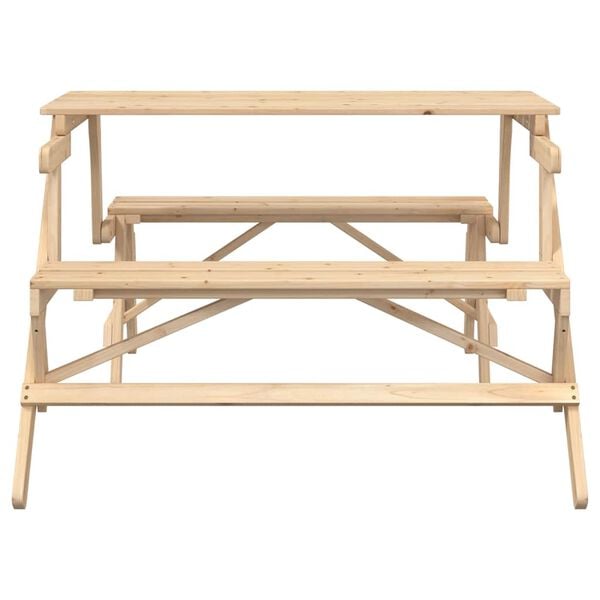 vidaXL Pikniko stalas su suolais 2 viename, eglės medienos masyvas