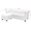 vidaXL L-formos Chesterfield sofa, dirbtinė oda, balta