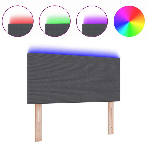 vidaXL LED galvūgalis su galvūgalio Tamsiai pilka 80 cm Poliesteris