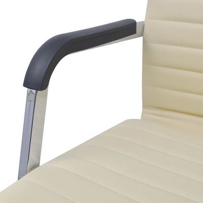 vidaXL Biuro kėdė, kreminės spalvos, dirbtinė oda, 55x63cm