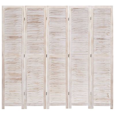 vidaXL Kambario pertvara, 6 dalių, baltos spalvos, 210x165 cm, mediena