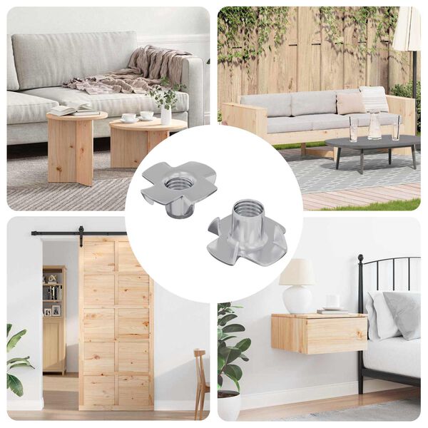 vidaXL Įpjovinė T-veržlė 2 pcs Sidabro M6 mm Plienas