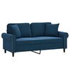 vidaXL Dvivietė sofa su pagalvėmis, mėlynos spalvos, 140cm, aksomas