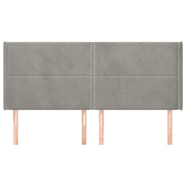 vidaXL Galvūgalis su auselėmis, pilkas, 203x16x118/128 cm, aksomas