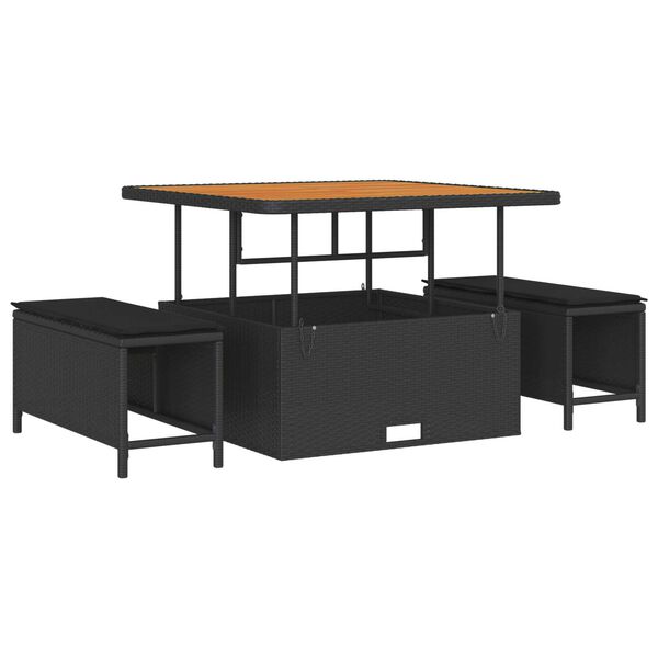 vidaXL Sodo Sofų Rinkinys 13 pcs Juoda poliratanas