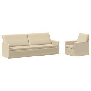 vidaXL Sofos komplektas 2 pcs Kreminė Audinys