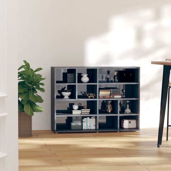 vidaXL &Scaron;oninė spintelė, pilkos spalvos, 97x32x72cm, MDP, blizgi