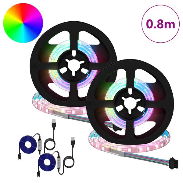 vidaXL LED juosta 4 pcs Juoda ir permatoma 40 x 0,8 x 0,3 cm