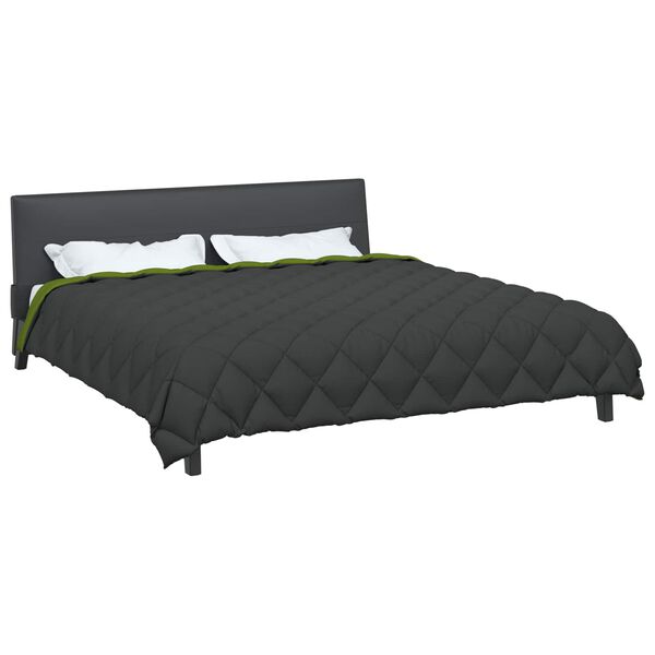 vidaXL Žiemos antklodė Žalia ir antracito 220 x 200 cm Mikropluo&scaron;tas