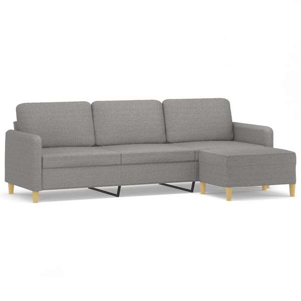 vidaXL Trivietė sofa su pakoja, &scaron;viesiai pilka, 210cm, audinys