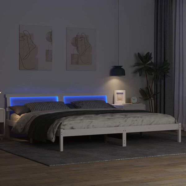 vidaXL Lovos rėmas Balta 180 x 200 cm Kietos pu&scaron;ies mediena