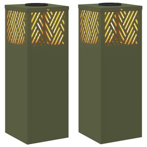 vidaXL Saulės LED &scaron;aligatvio &scaron;viesa 2 pcs Alyvuogių žalia