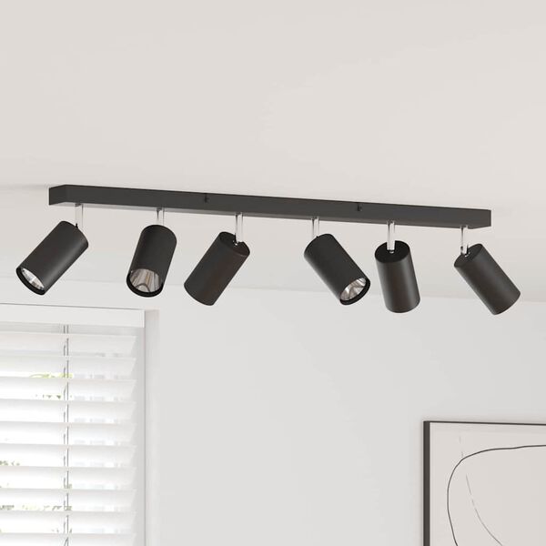 vidaXL Lubų prožektorius su prožektoriais Juoda 73 x 6 x 16 cm metalas