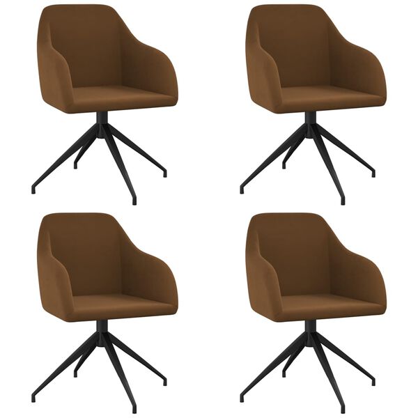 vidaXL Valgomojo kėdės, 4vnt., rudos spalvos, aksomas