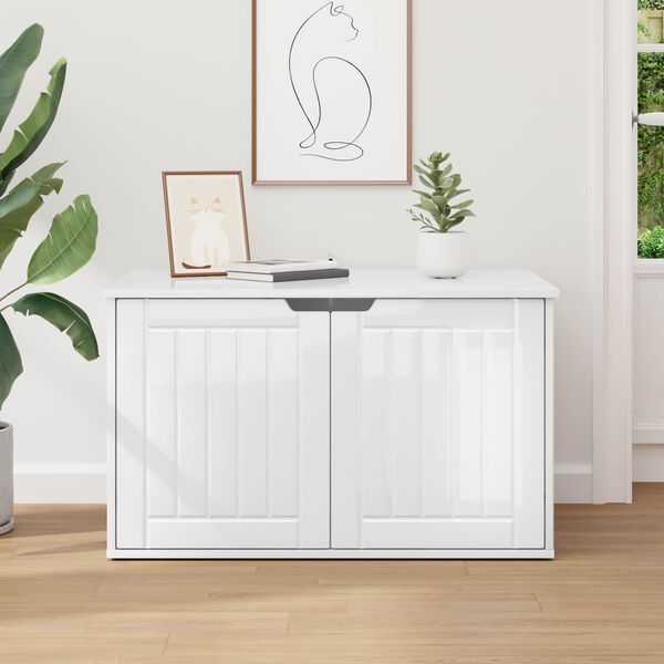 vidaXL Katės namelis Blizgus baltas 85 x 55 x 50,5 cm Apdirbta mediena