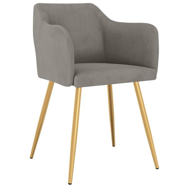 vidaXL Valgomojo kėdės, 2vnt., &scaron;viesiai pilkos spalvos, aksomas