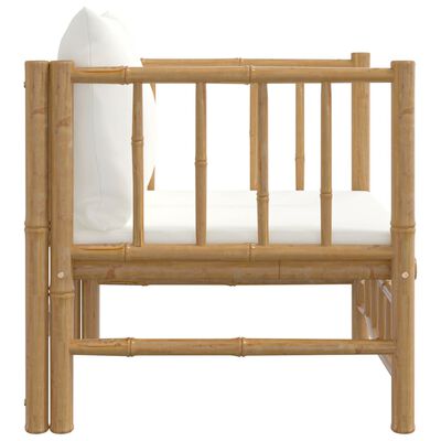 vidaXL Sodo sofos dalis su kreminėmis baltomis pagalvėlėmis, bambukas