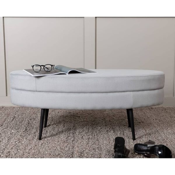 Venture Home Otomanė Otto, juoda/pilka, 100x40x41cm, kordinis velvetas