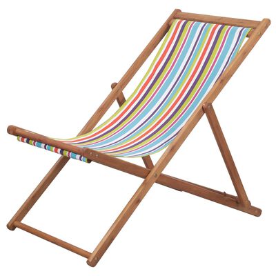 vidaXL Sulankstoma paplūdimio kėdė, audinys ir medinis rėmas, įv. sp.