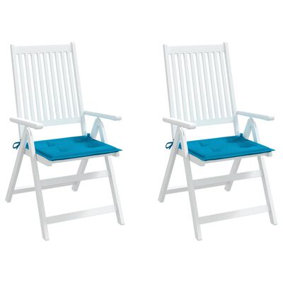 vidaXL Sodo kėdės pagalvėlės, 2vnt., mėlynos, 40x40x3cm, audinys