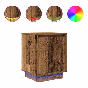 vidaXL Spintelė prie lovos su LED lemputėmis Old Wood 38x34x50 cm