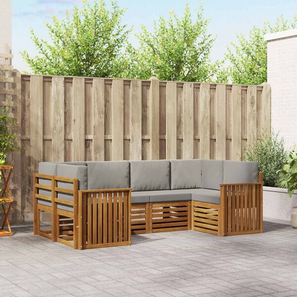 vidaXL Sofų komplektai su pagalve 6 pcs Natūrali ir &scaron;viesiai pilka