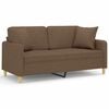 vidaXL Dvivietė sofa su pagalvėlėmis, rudos spalvos, 140cm, audinys