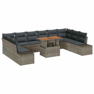vidaXL Sodo Sofų Rinkinys su pagalve 11 pcs Pilka ir ruda