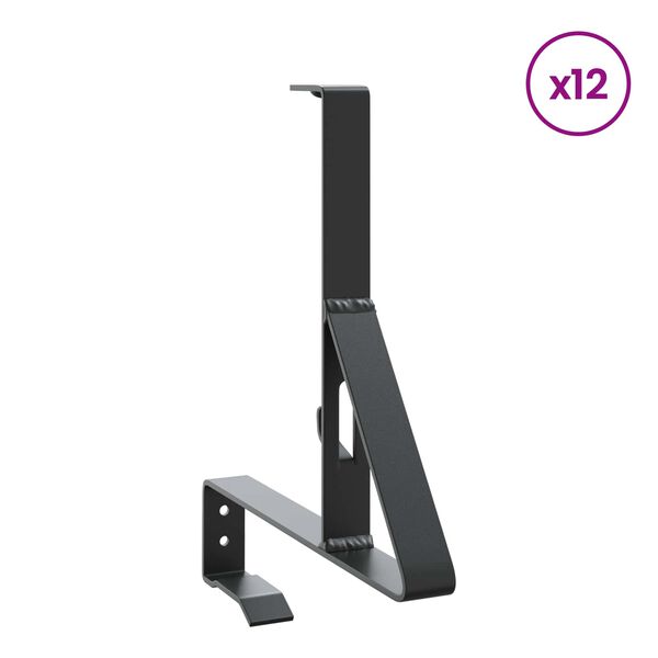 vidaXL Sniego sargybos laikiklis 12 pcs Juoda 29,5 x 3 x 34,5 cm