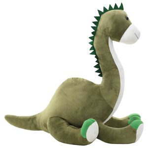 vidaXL Mink&scaron;tas žaislinis dinozauras-Brontozauras, žalias, pliu&scaron;inis