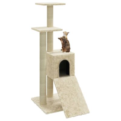 vidaXL Draskyklė katėms su stovais iš sizalio, kreminės spalvos, 92cm